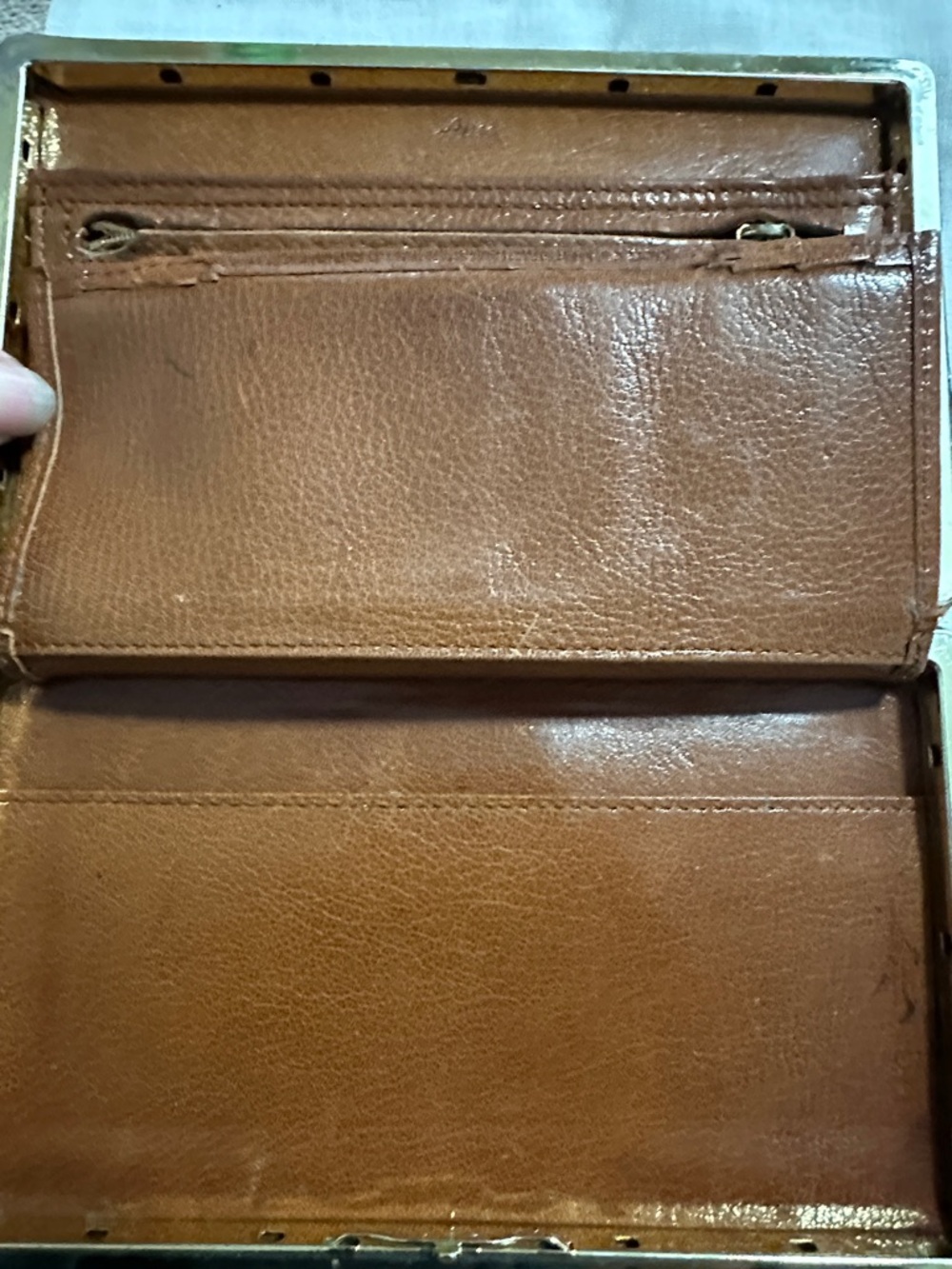 Abas Brown Croc-Embossed Leather Clutch Wallet with Gold Hardware Y2K - Picture 10 of 13